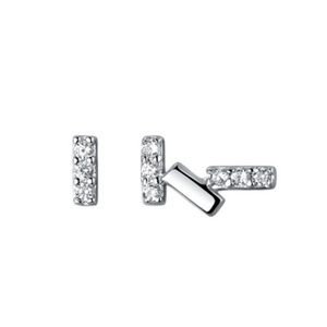 925 Sterling Silver Dainty Mismatched Rhinestone Geometric Stud Earrings